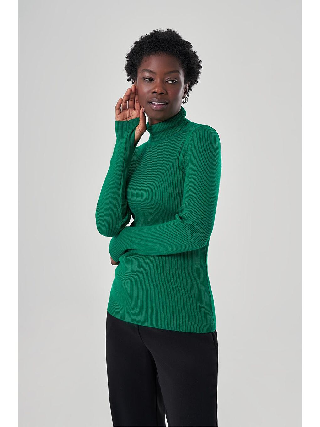 Balıkçı Yaka Yeşil Triko-3