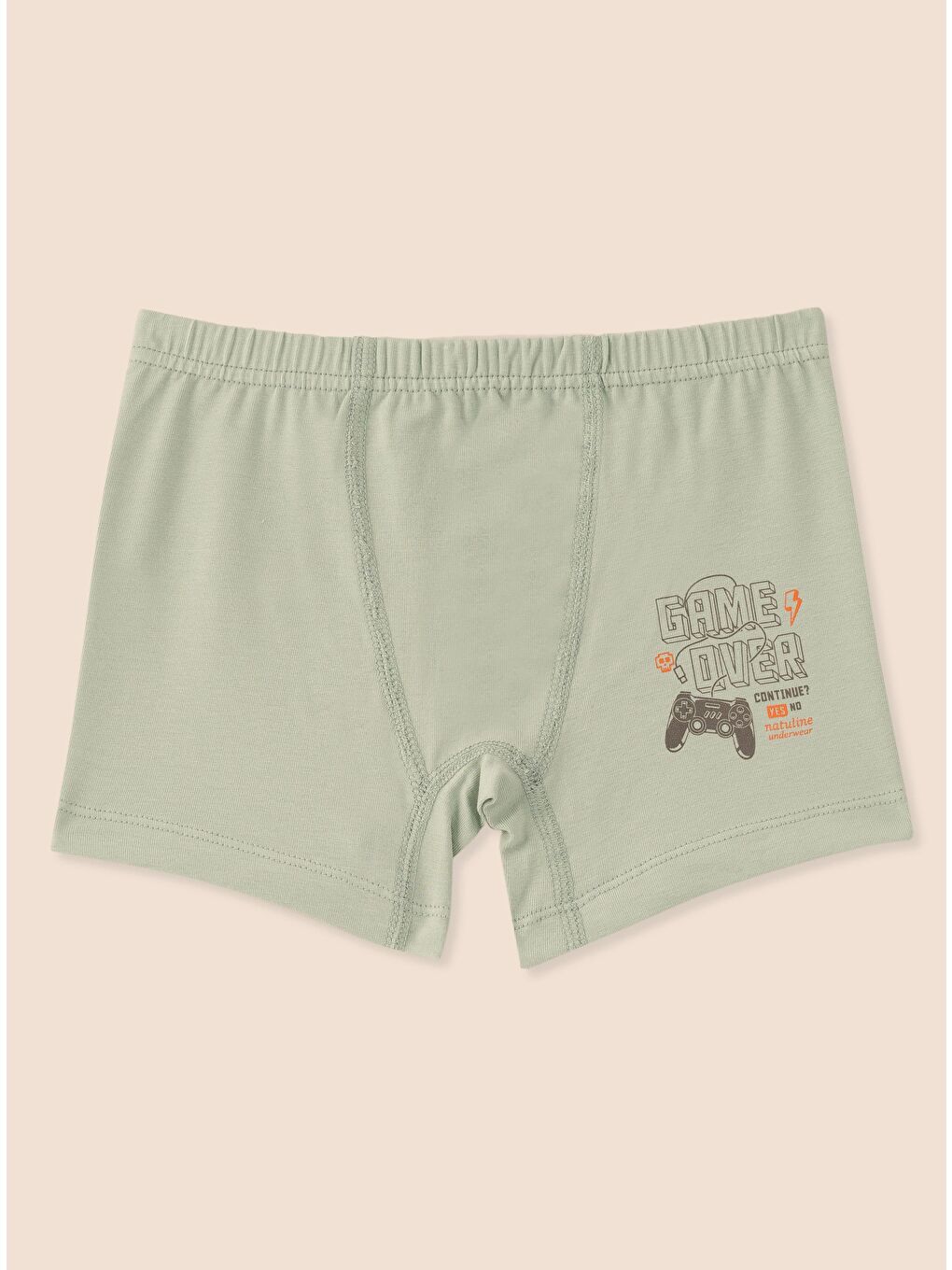 Yeşil Erkek Çocuk Organik Pamuklu Elastanlı Boxer Game Over 3 lü Paket-4