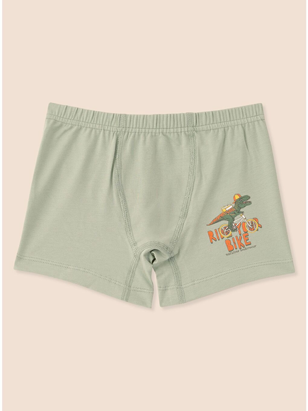 Yeşil Erkek Çocuk Organik Pamuklu Elastanlı Boxer Ride Your Bike 3 lü Paket-4