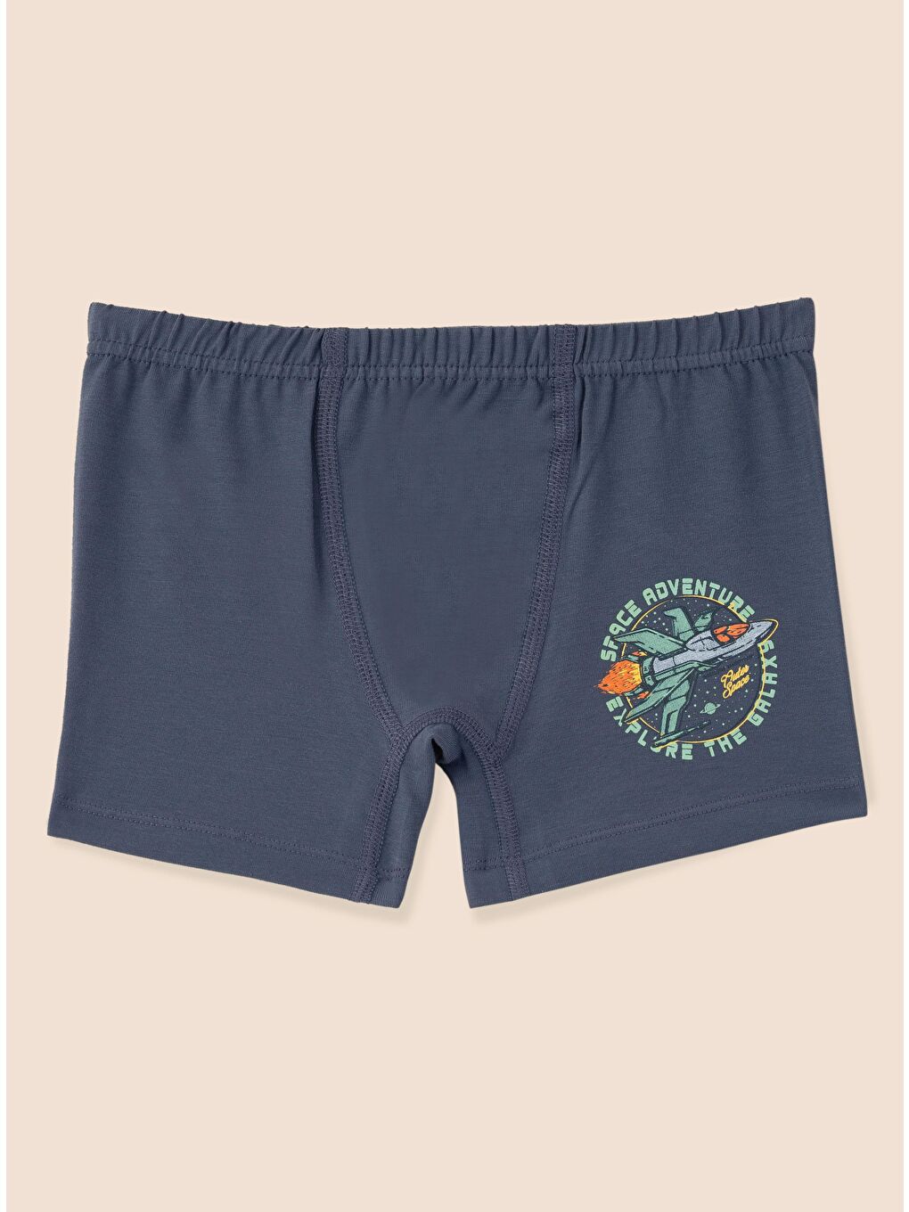 Ekru Erkek Çocuk Organik Pamuklu Elastanlı Boxer Space Adventure 3 lü Paket-4