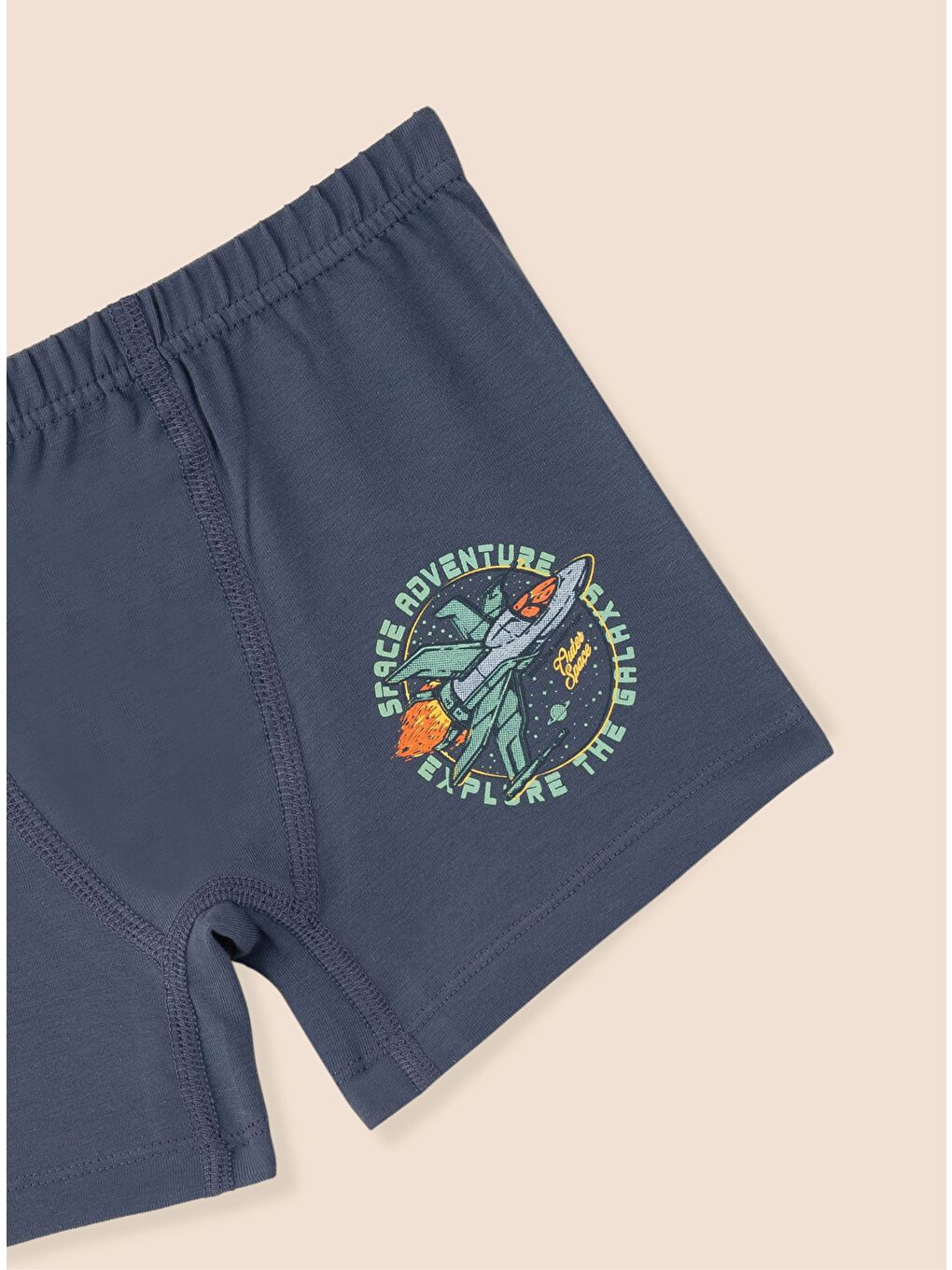 Ekru Erkek Çocuk Organik Pamuklu Elastanlı Boxer Space Adventure 3 lü Paket-5