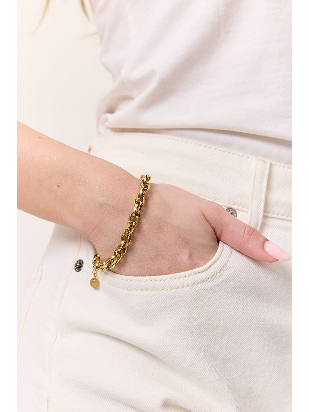 Sarı Küçük Halka Bileklik Gold