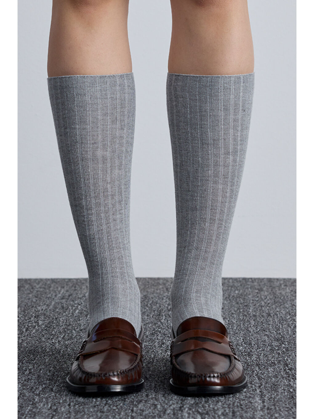Fitilli Uzun Çorap Gri