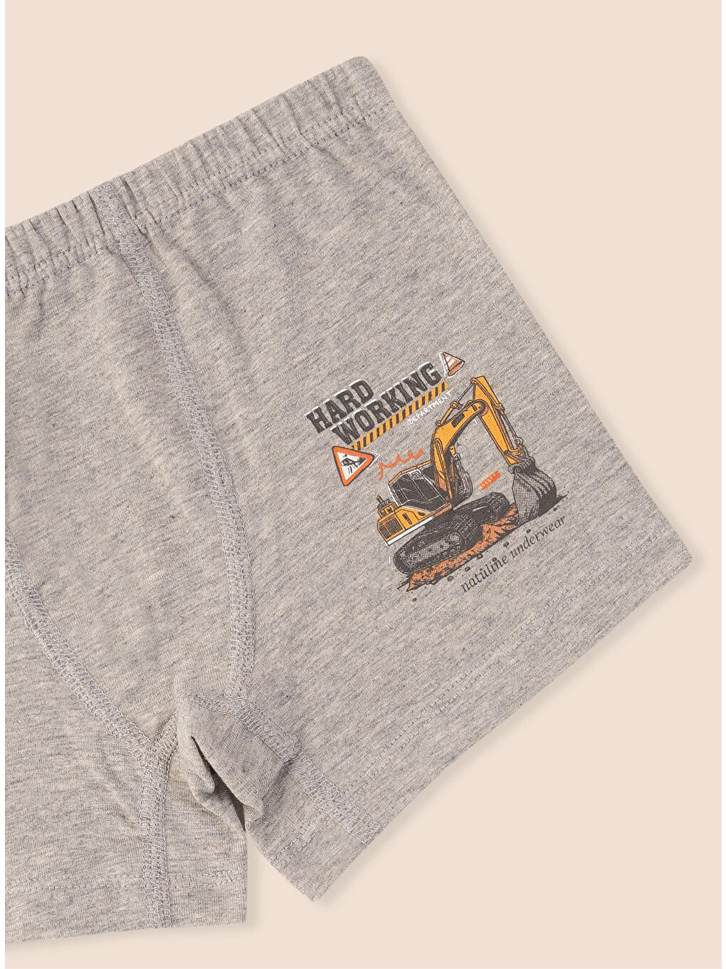 Lacivert Erkek Çocuk Organik Pamuklu Elastanlı Boxer Hard Working 3 lü Paket-5