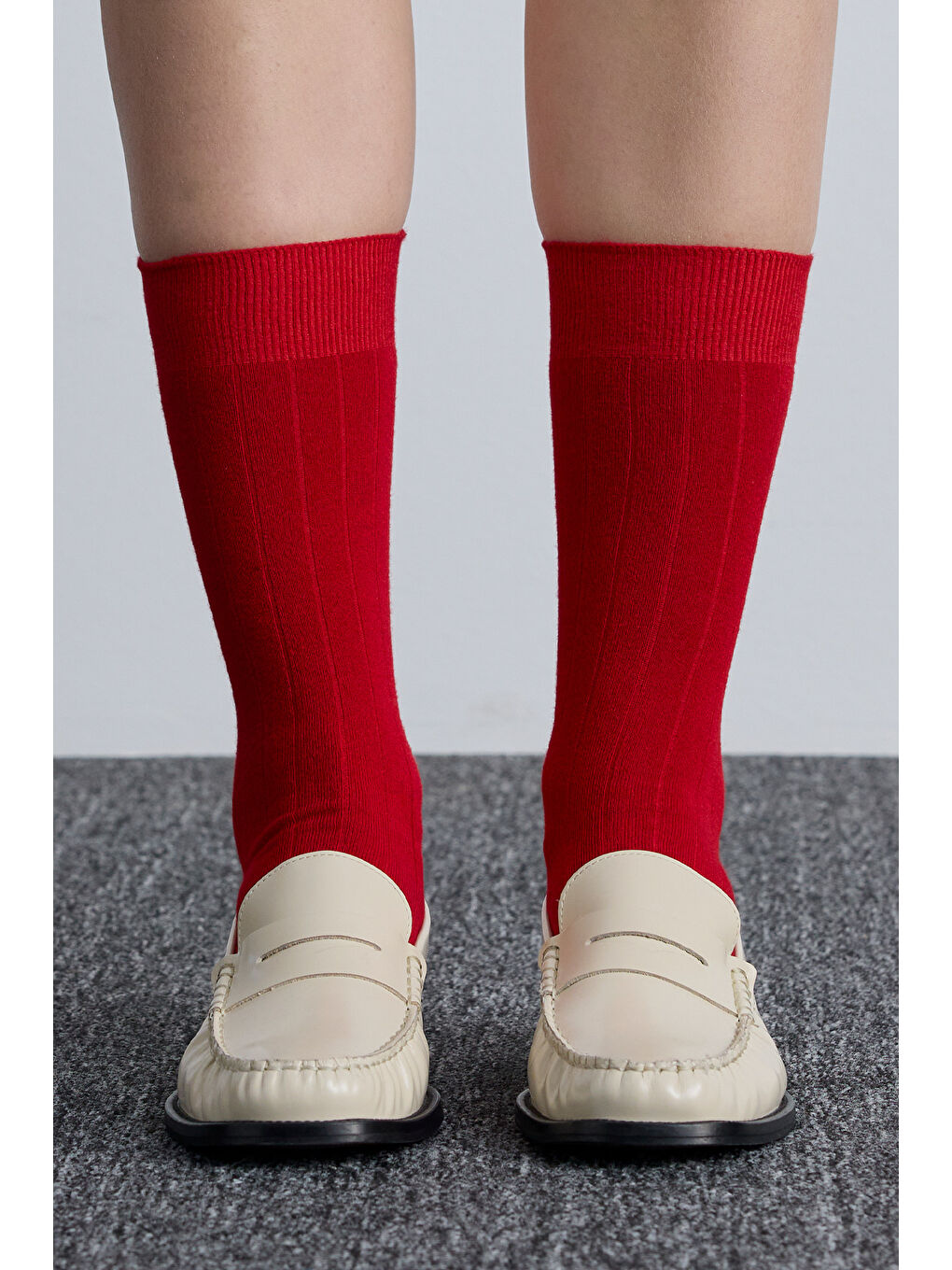 Klasik Fitilli Çorap Kırmızı-1