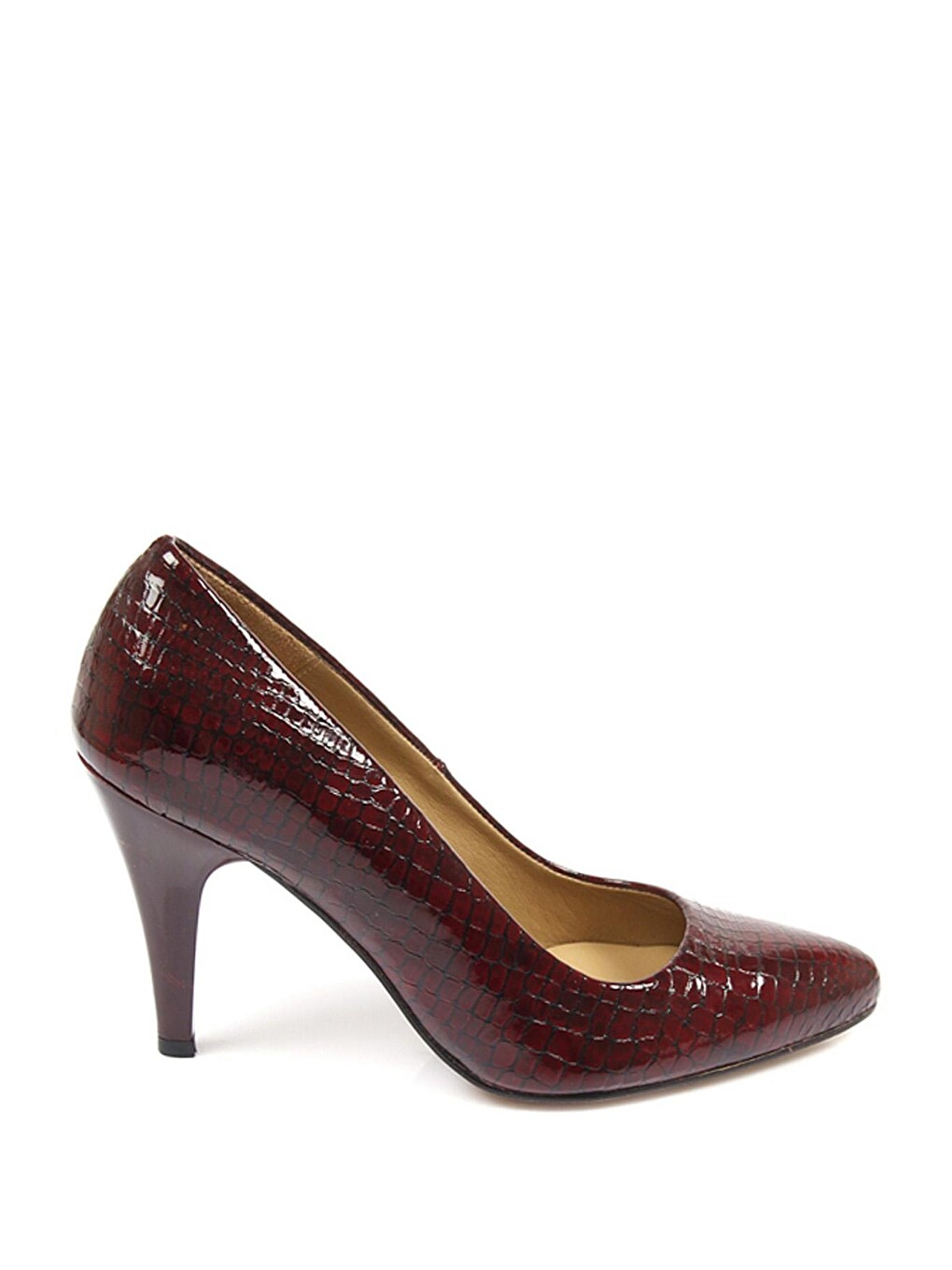 Bordo BORDO  Hakiki Deri Sivri Burun İnce Yüksek Topuklu Stiletto Kadın Ayakkabı 22354-1