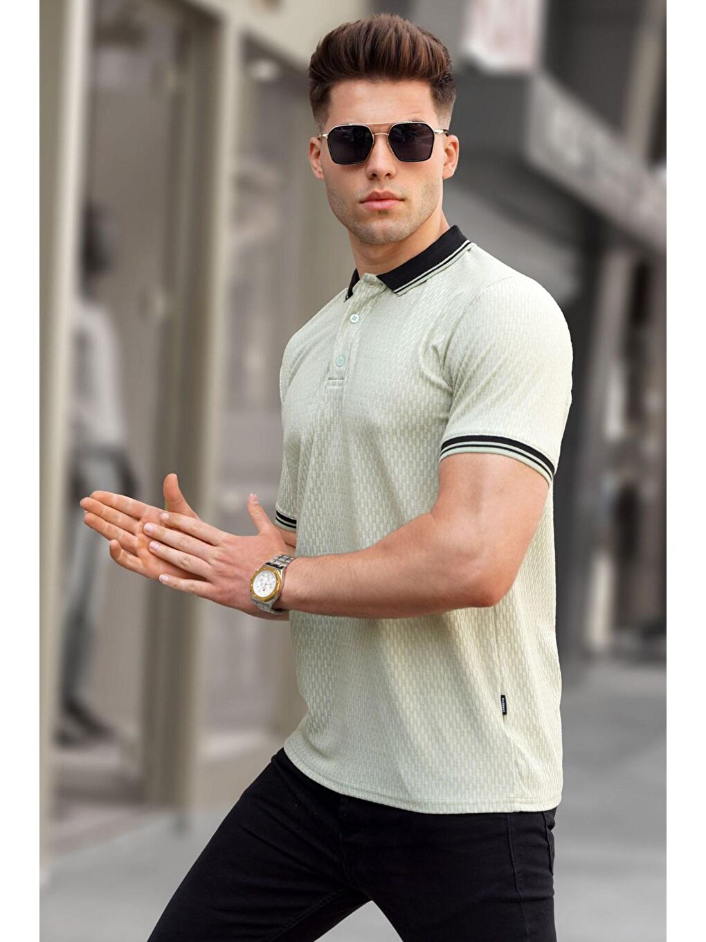 Madmext Mint Yeşili  Basic Polo Yaka Tişört 5893