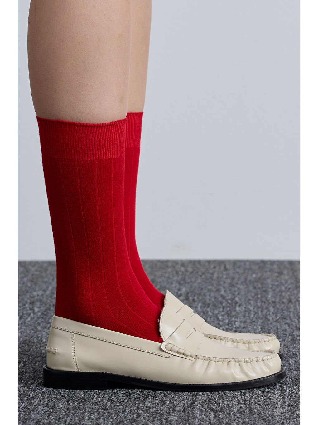 Klasik Fitilli Çorap Kırmızı-2