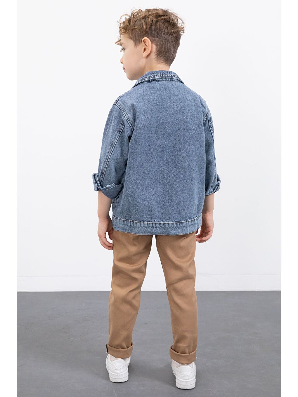 Mavi Fermuar Cepli Jean Ceketli Erkek Çocuk Pantolonlu 3lü Takım 20019-5