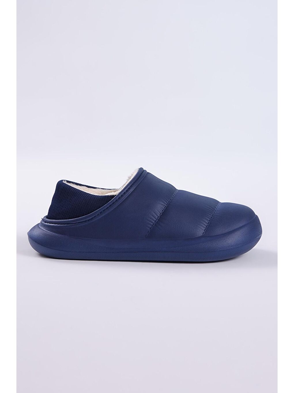 Erkek Lacivert Rahat Kalıp İçi Kürklü Terlik-2