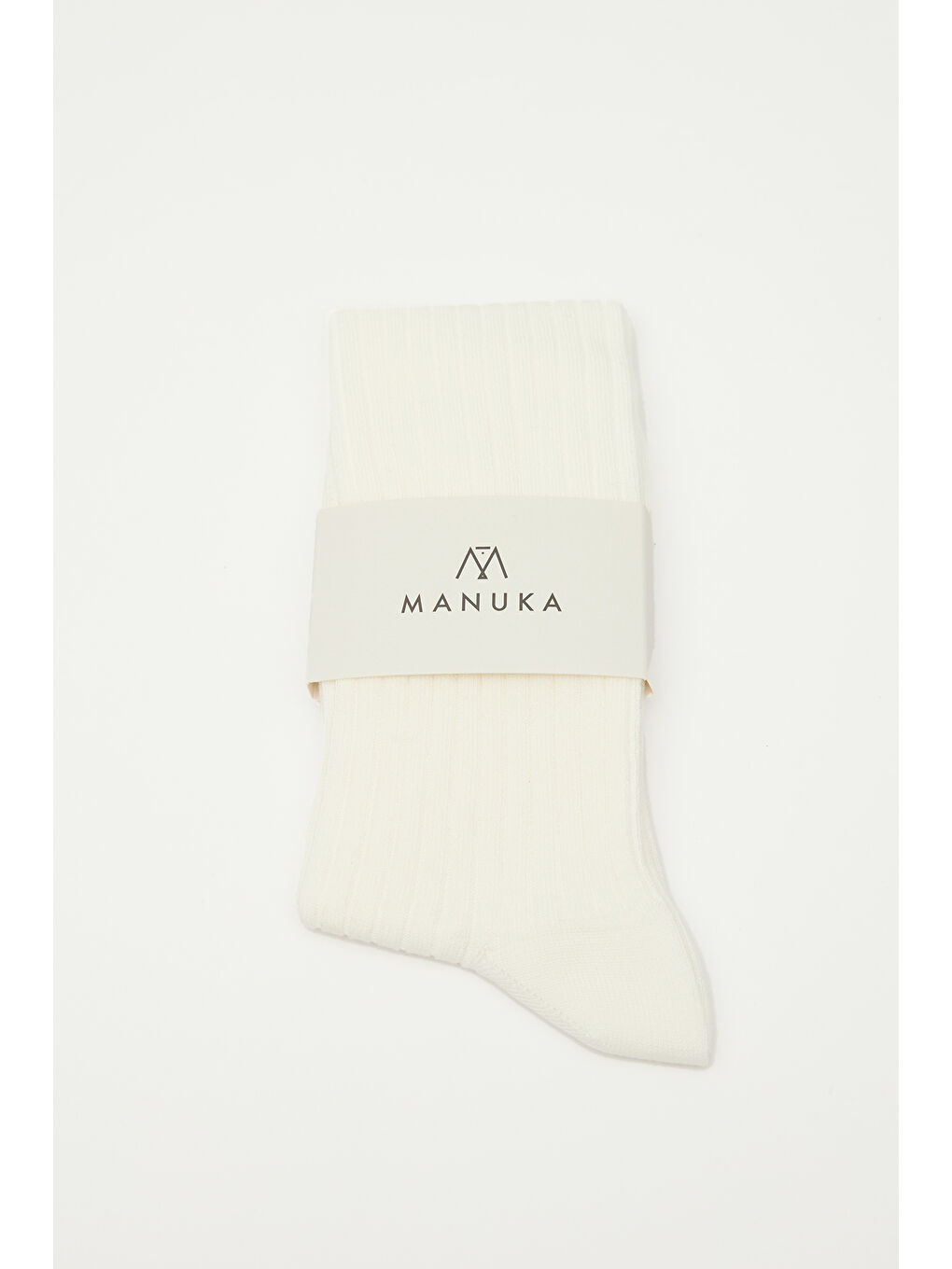 Fitilli Uzun Çorap Ekru-3