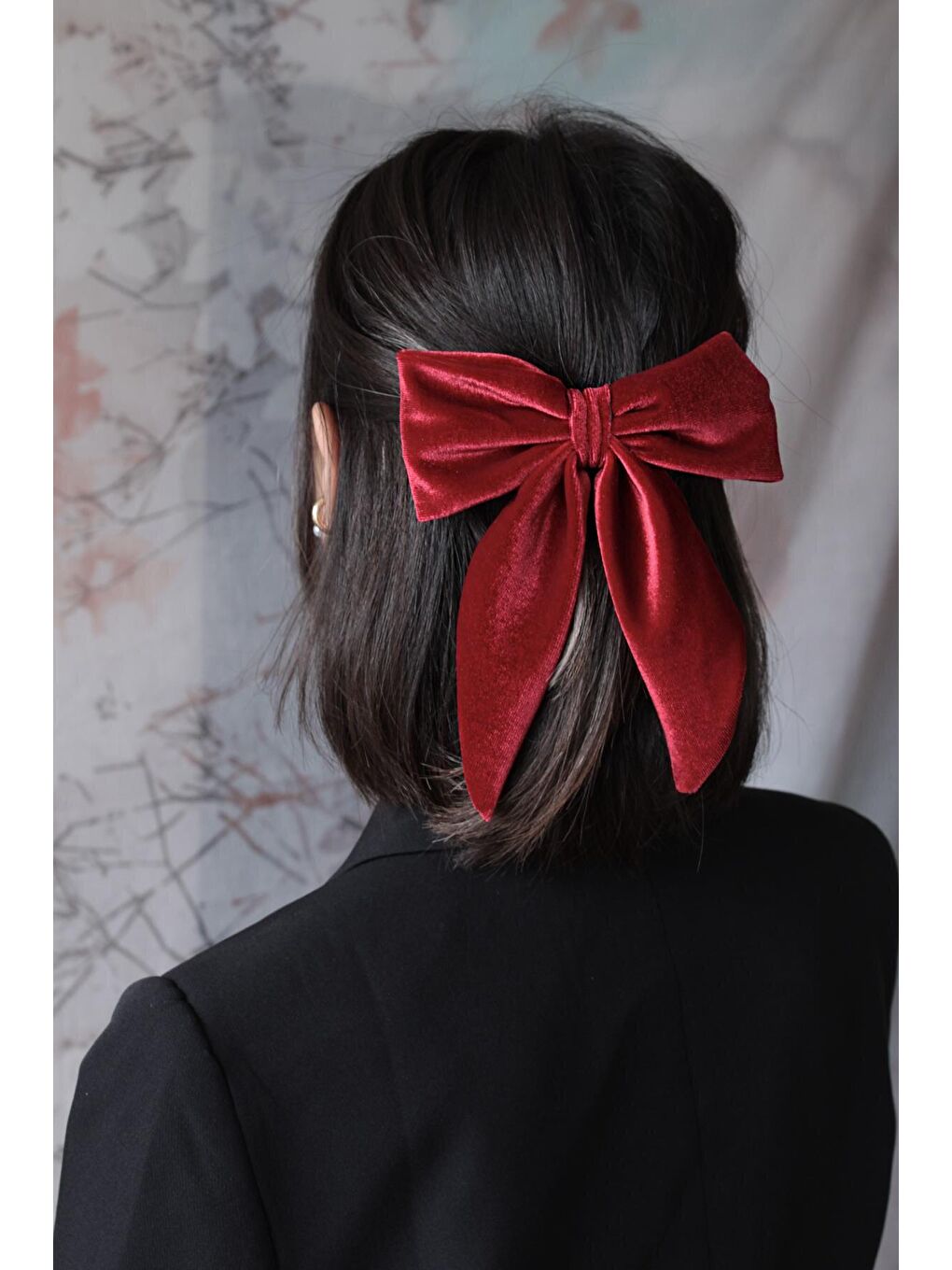 Bordo Kadife Fiyonk Toka