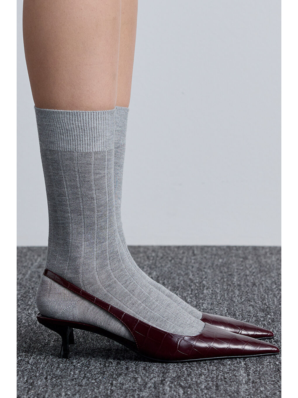 Klasik Fitilli Çorap Gri-1