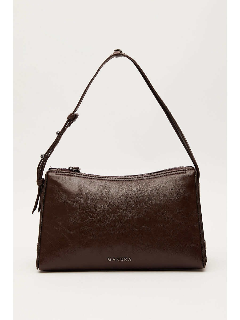 Kahverengi Prizma Form Deri Çanta Acı Kahve-3