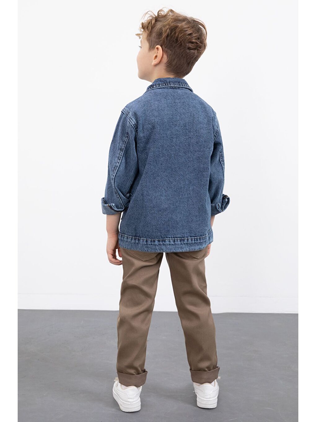 Lacivert Fermuar Cepli Jean Ceketli Erkek Çocuk Pantolonlu 3lü Takım 20018-5