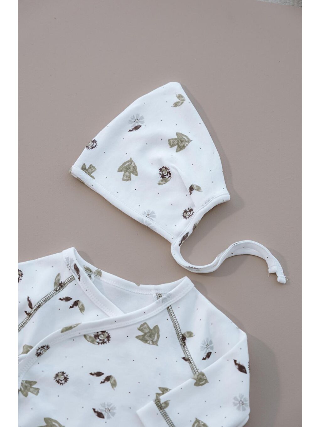 Beyaz Kuş Baskılı Pure Hug Serisi Kruvaze 3'lü Takım-5