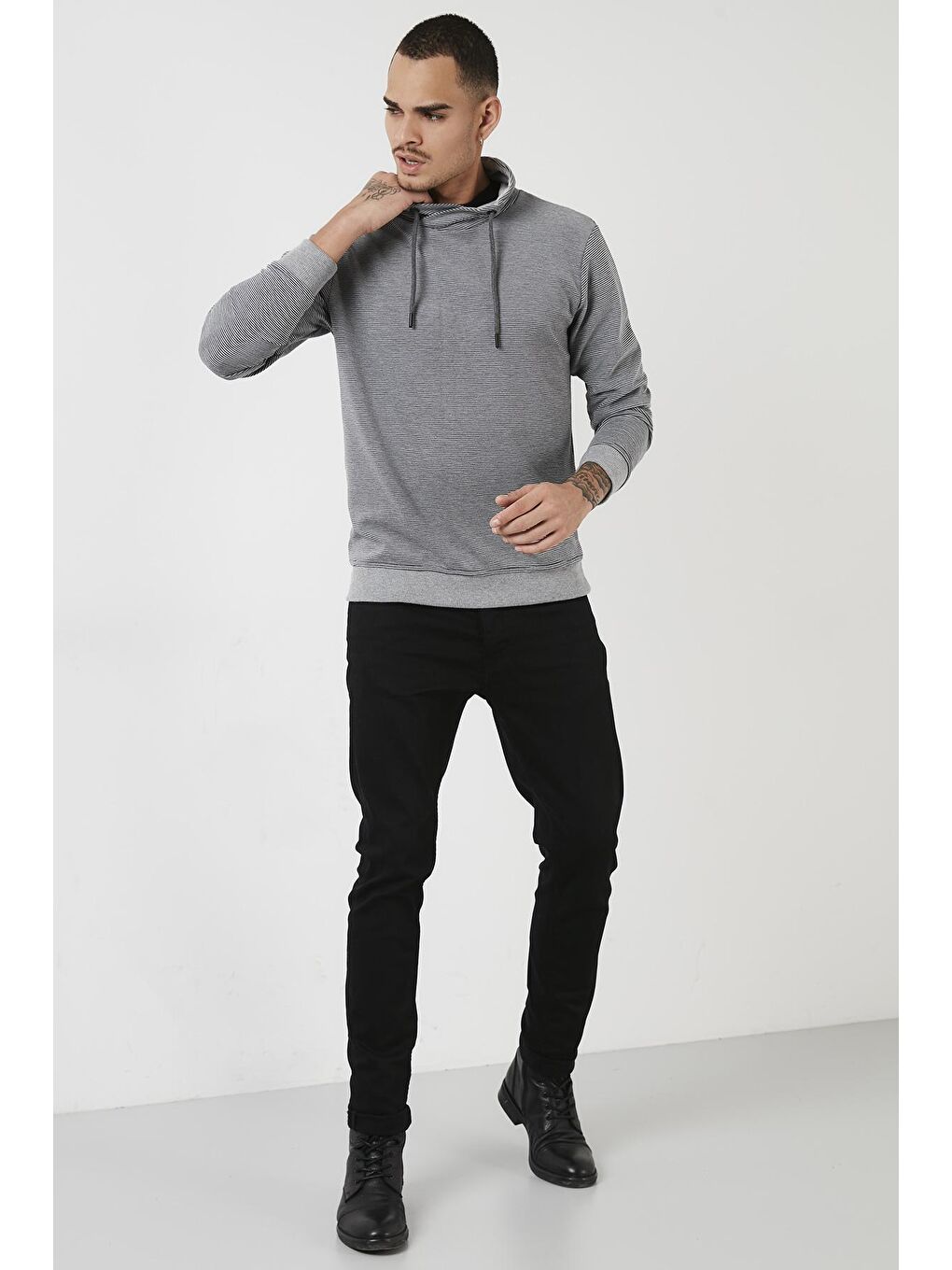 Buratti Gri Pamuklu Dik Yaka Slim Fit Sweat 5905032 - 4