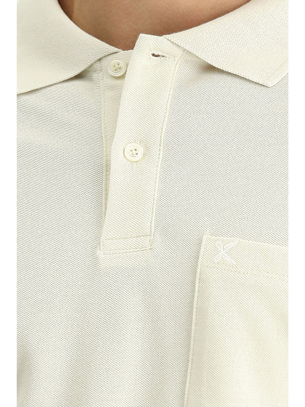 Bej Polo Yaka Regular Fit Nakışlı Pamuk %100 Pamuk Tişört-4