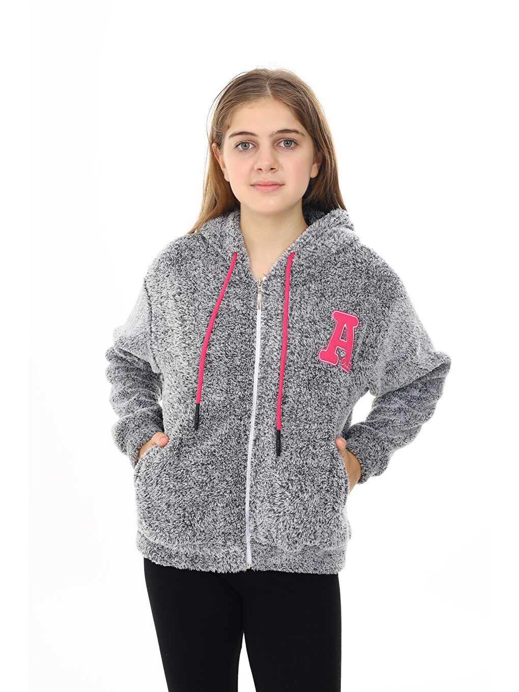 Gri Kız Çocuk Welsoft Pelüş Ceket 7  13 Yaş Lx280