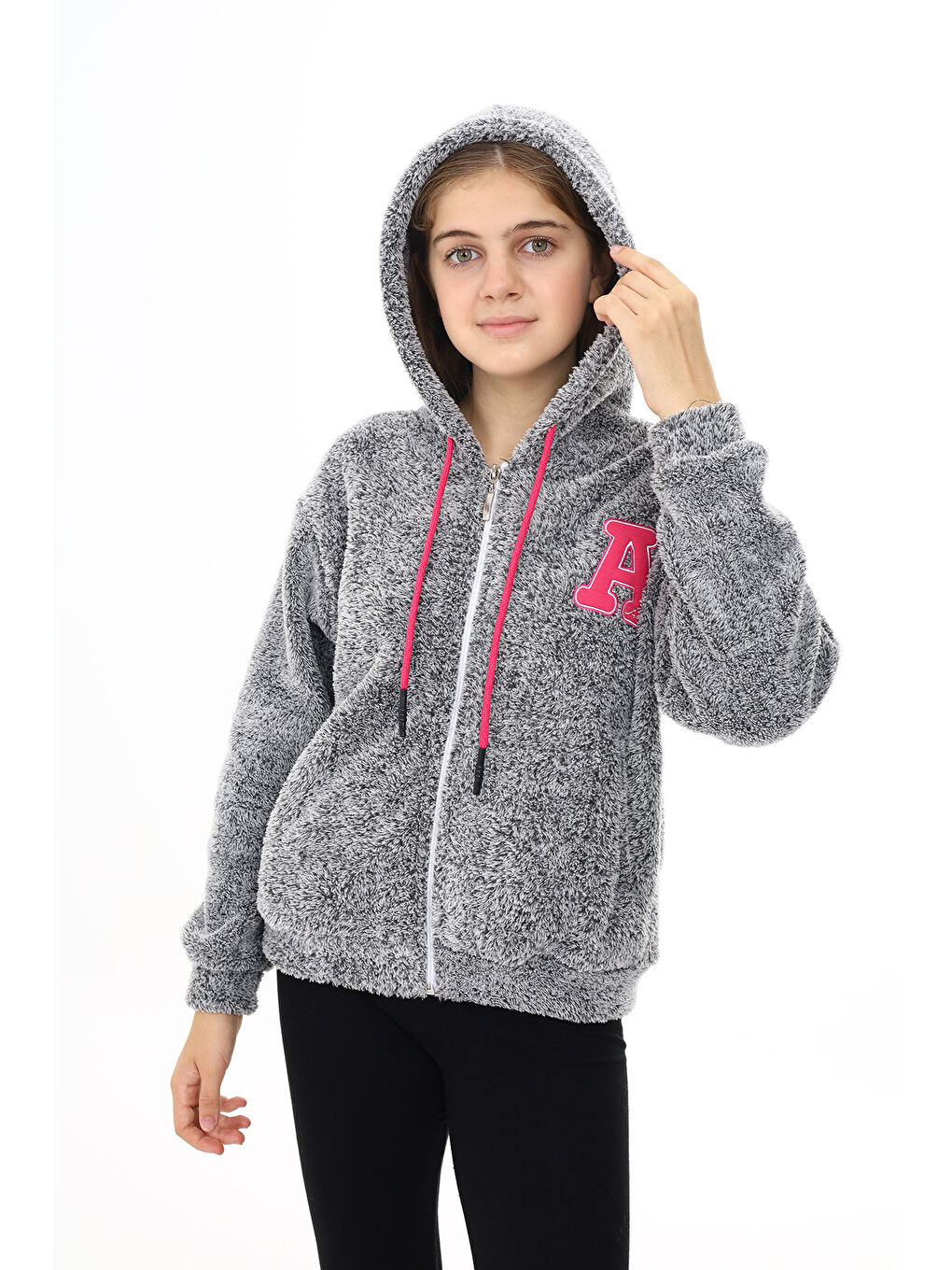 Gri Kız Çocuk Welsoft Pelüş Ceket 7  13 Yaş Lx280-1