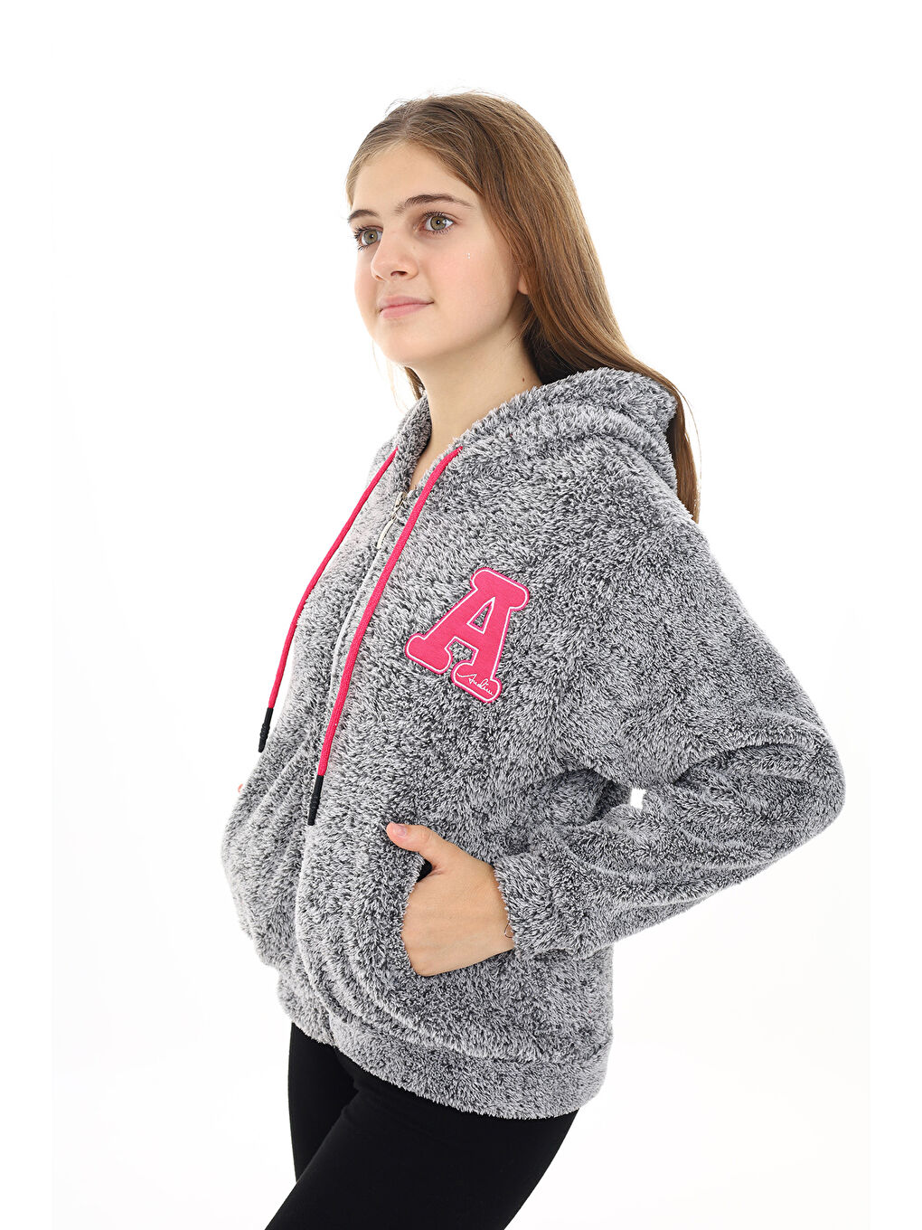 Gri Kız Çocuk Welsoft Pelüş Ceket 7  13 Yaş Lx280-2