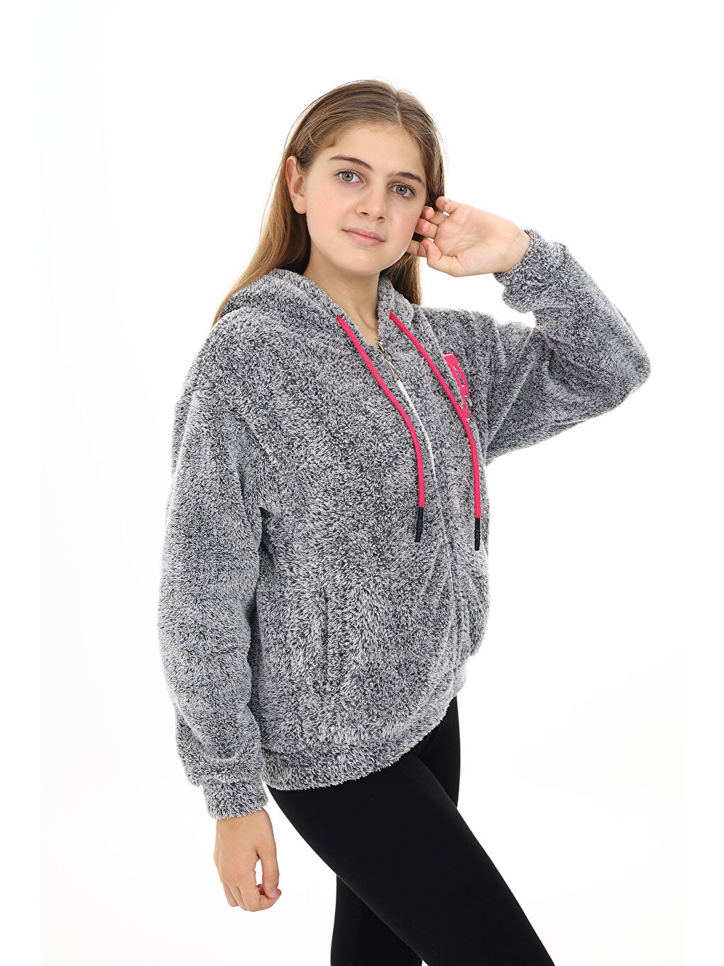 Gri Kız Çocuk Welsoft Pelüş Ceket 7  13 Yaş Lx280-3