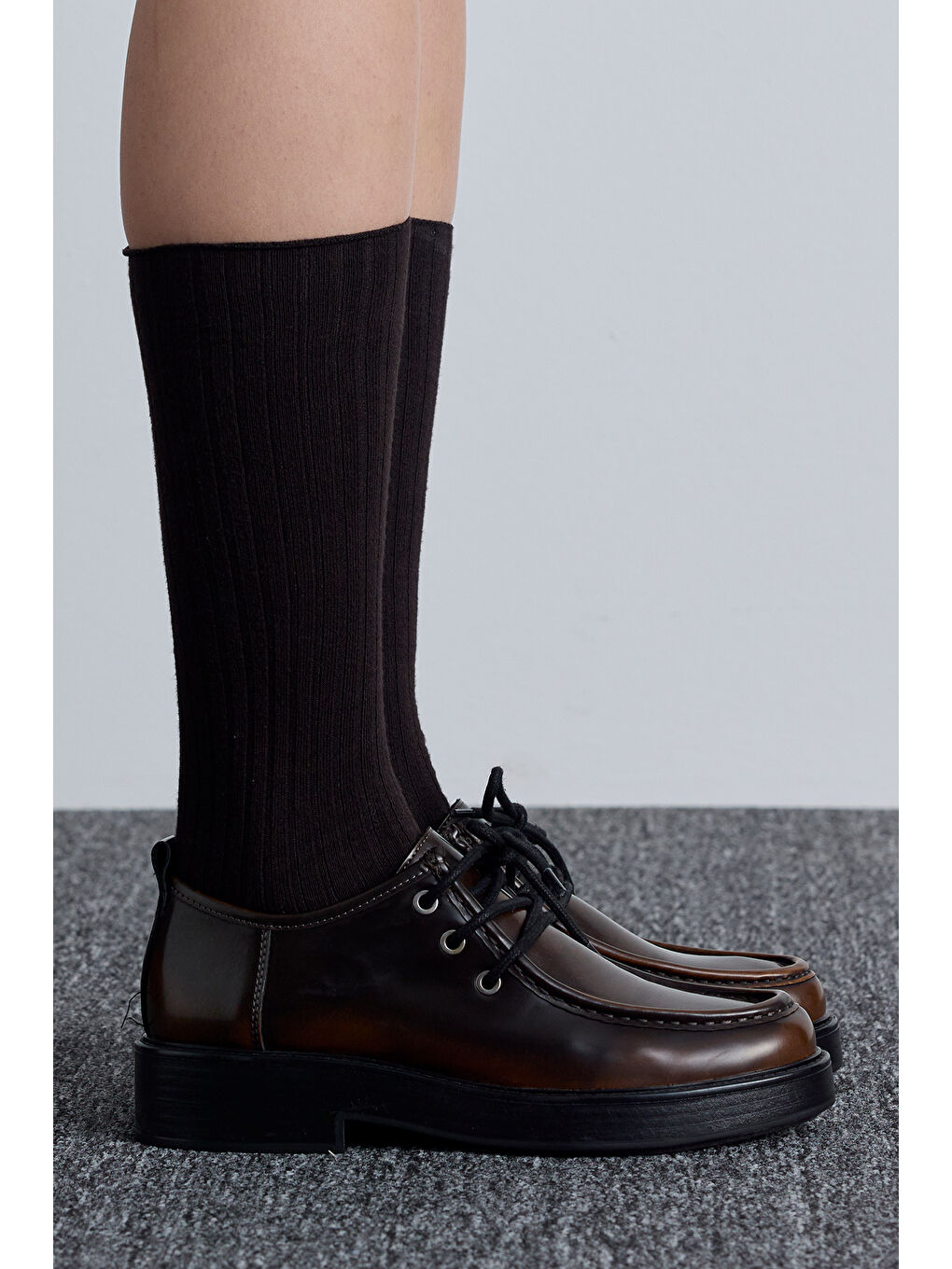 Karışık Fitilli Uzun Çorap Acı Kahve-1