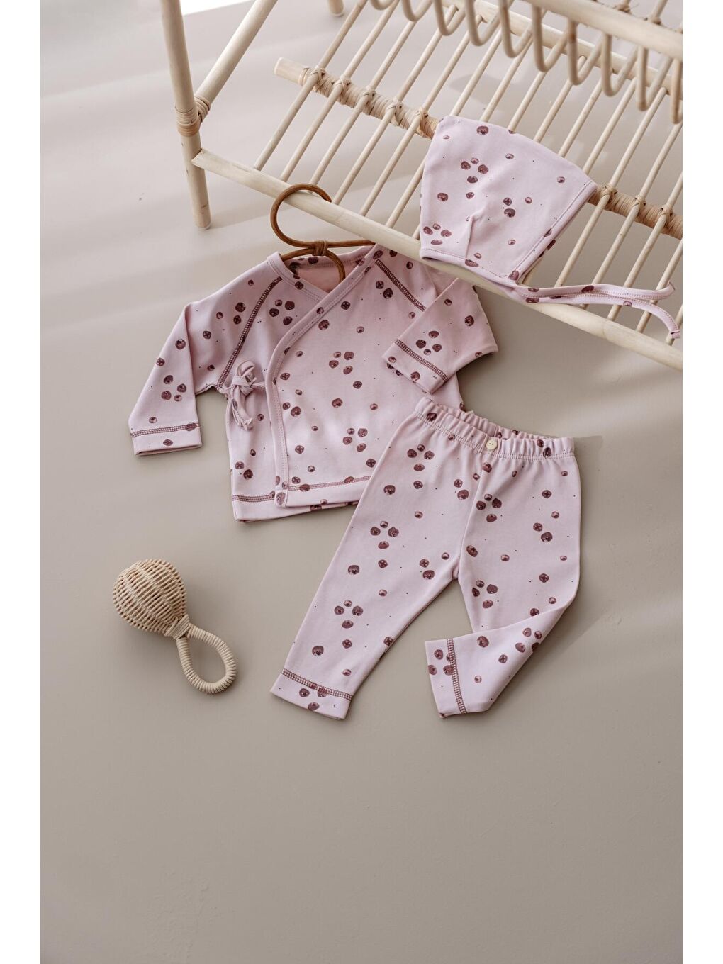 Lila Nar Baskılı Pure Hug Serisi Kruvaze 3'lü Takım-1