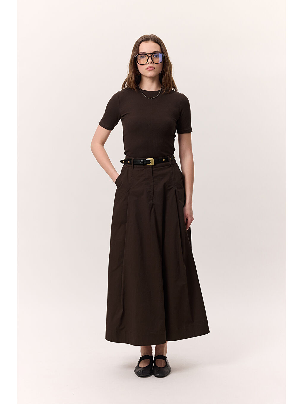 Kahverengi Kısa Kollu Rıbana Body Acı Kahve-3