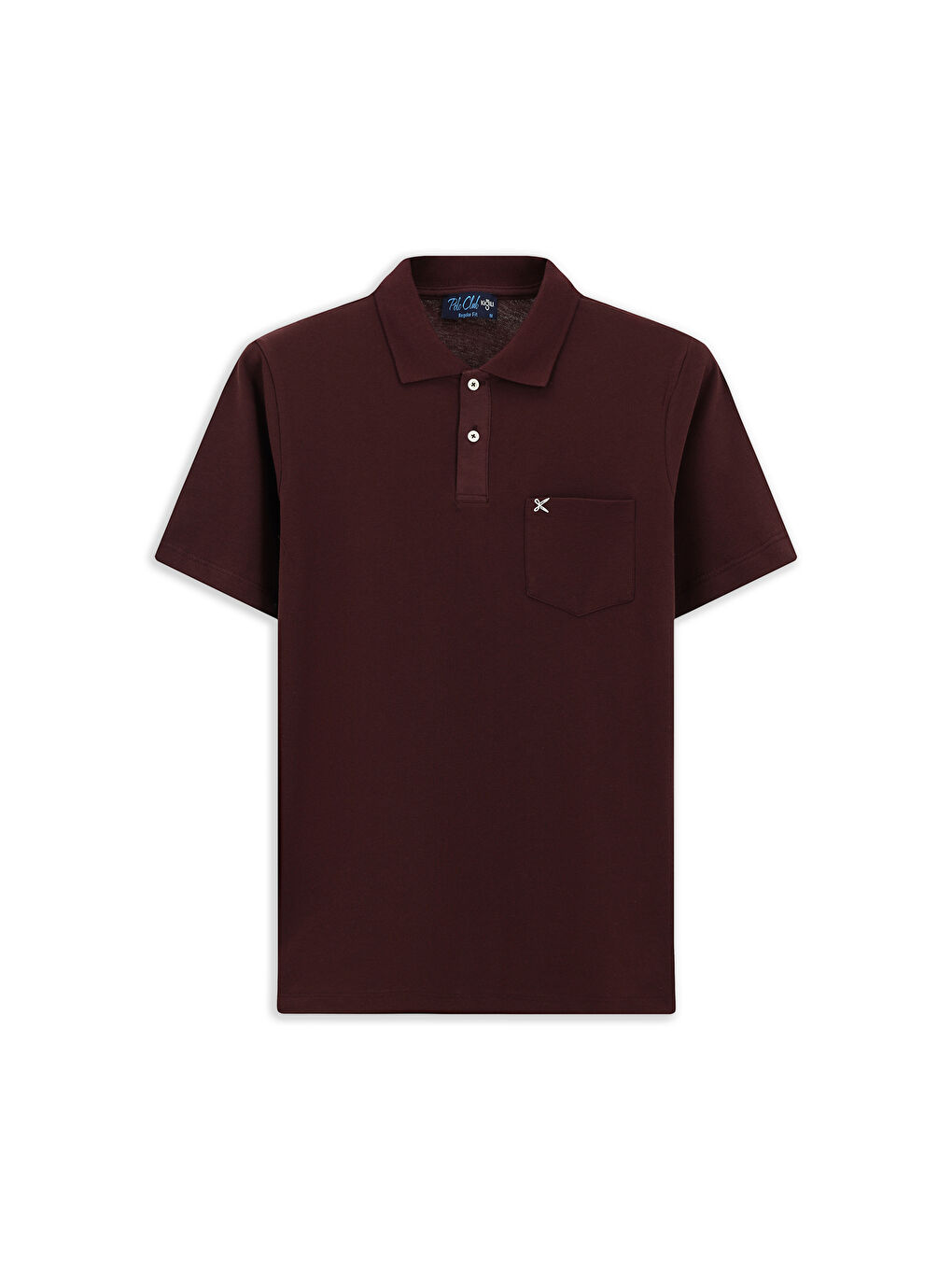 Bordo Polo Yaka Regular Fit Nakışlı Pamuk %100 Pamuk Tişört-5
