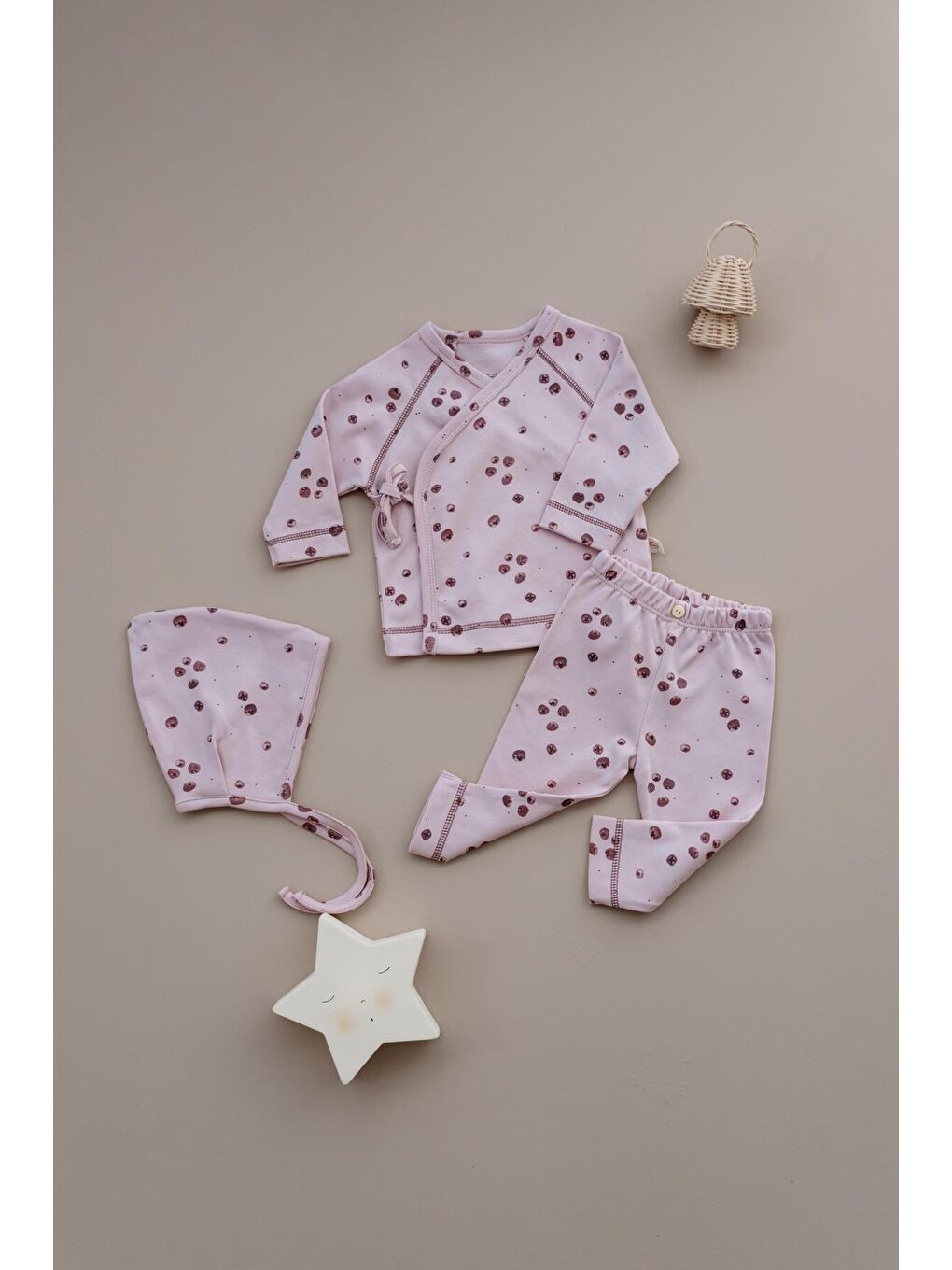 Lila Nar Baskılı Pure Hug Serisi Kruvaze 3'lü Takım-7