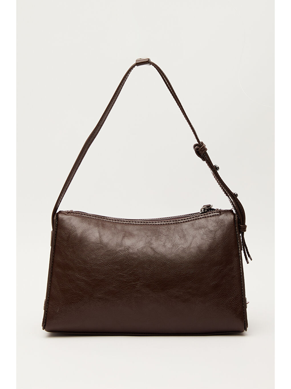 Kahverengi Prizma Form Deri Çanta Acı Kahve-7