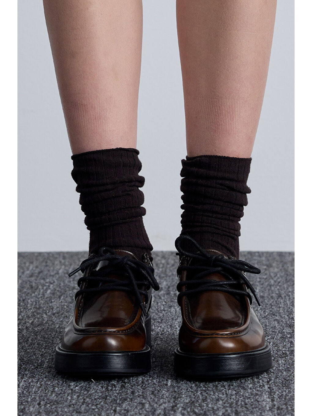 Karışık Fitilli Uzun Çorap Acı Kahve-2