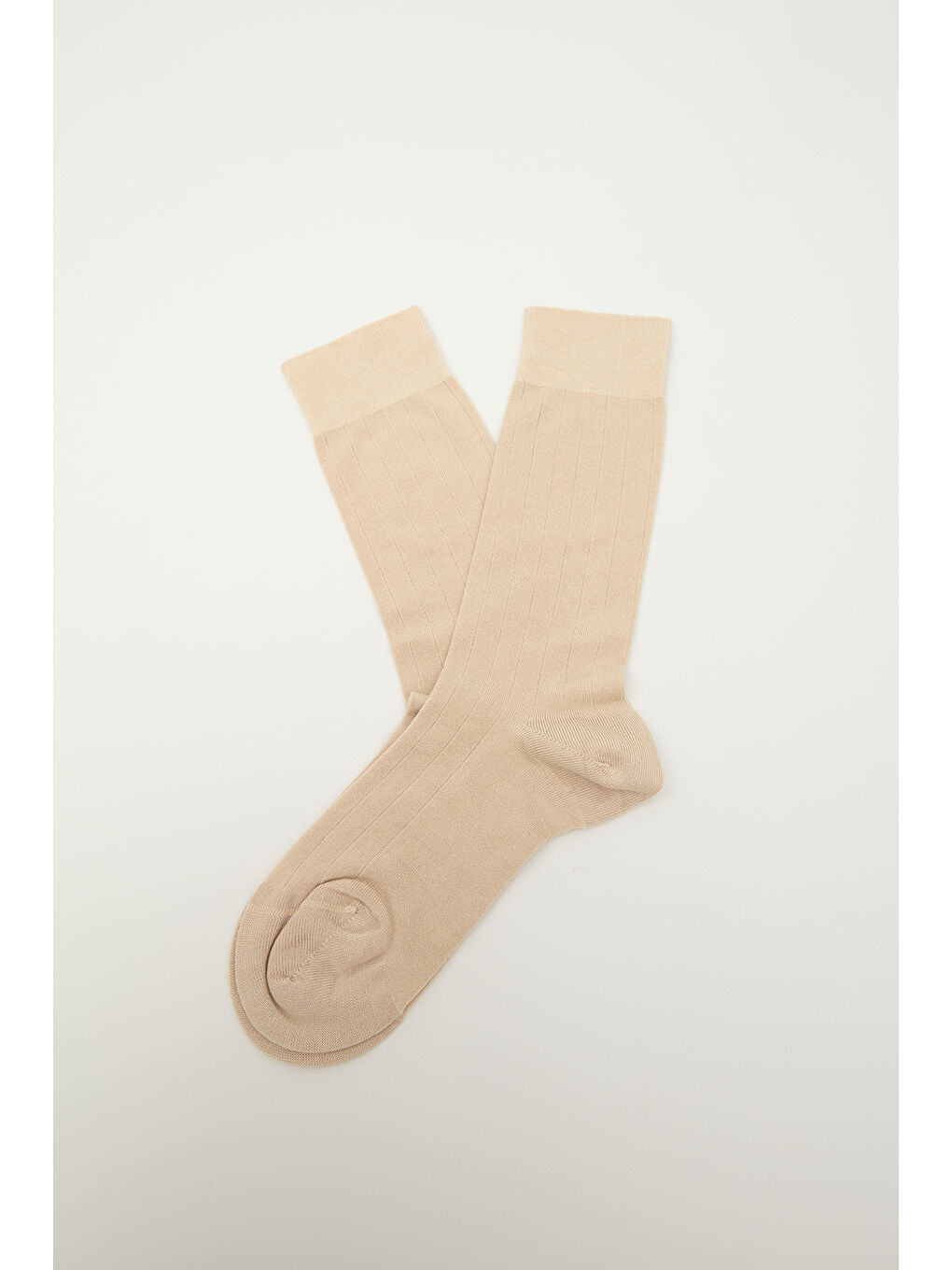 Klasik Fitilli Çorap Bej-2