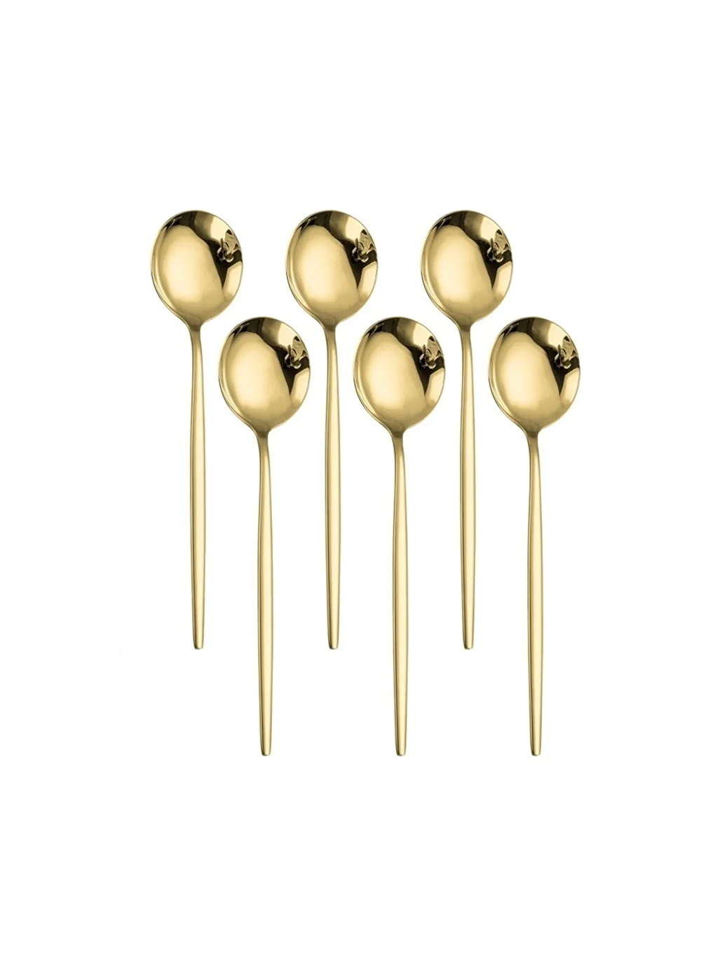 Sarı Lüks Mat Gold Kahve 6'lı Çay Kaşığı Seti Kutulu