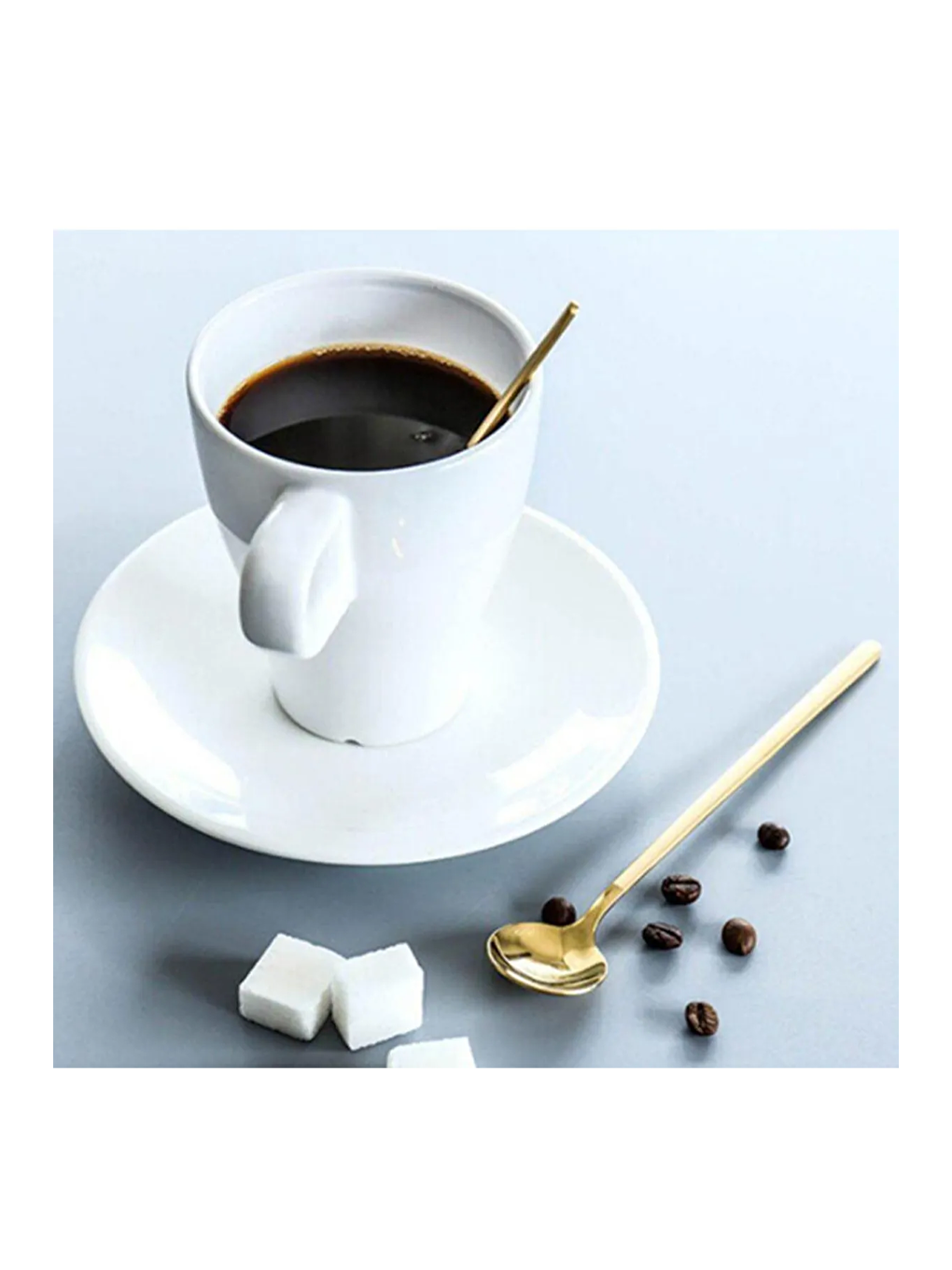 Sarı Lüks Mat Gold Kahve 6'lı Çay Kaşığı Seti Kutulu-3