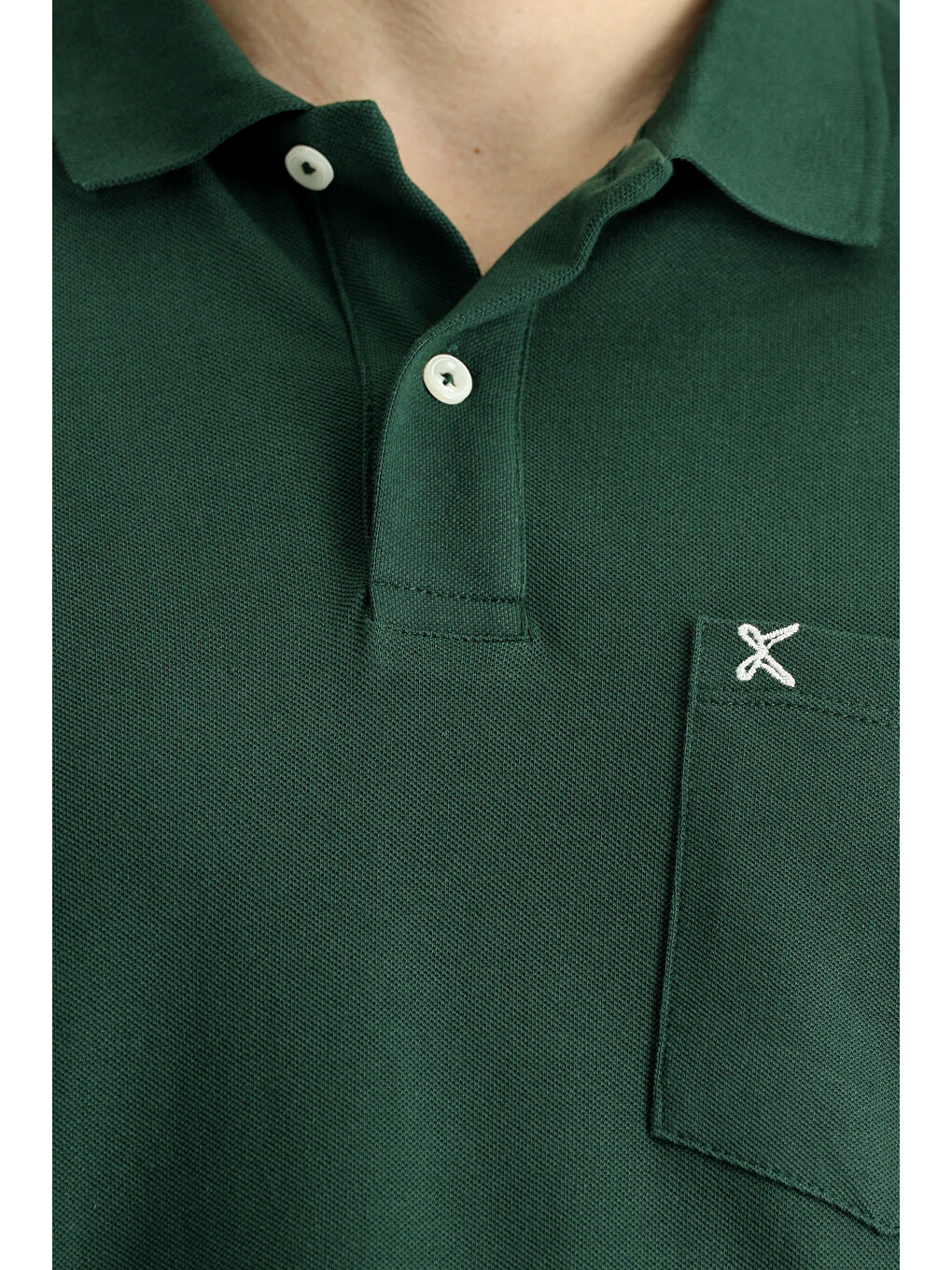 Yeşil Polo Yaka Regular Fit Nakışlı Pamuk %100 Pamuk Tişört-4