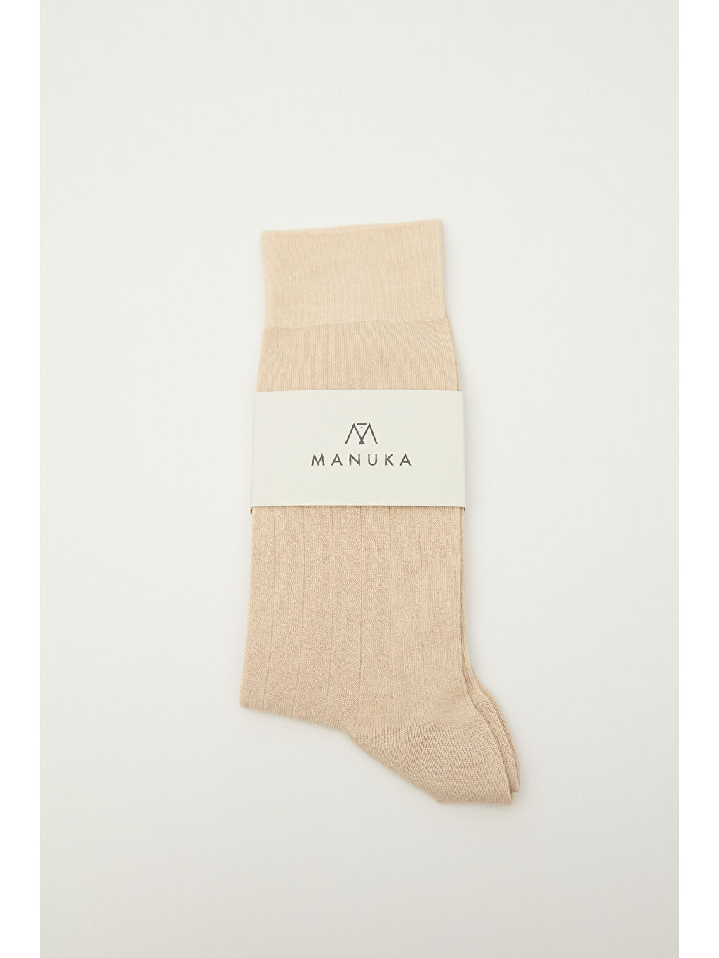 Klasik Fitilli Çorap Bej-3