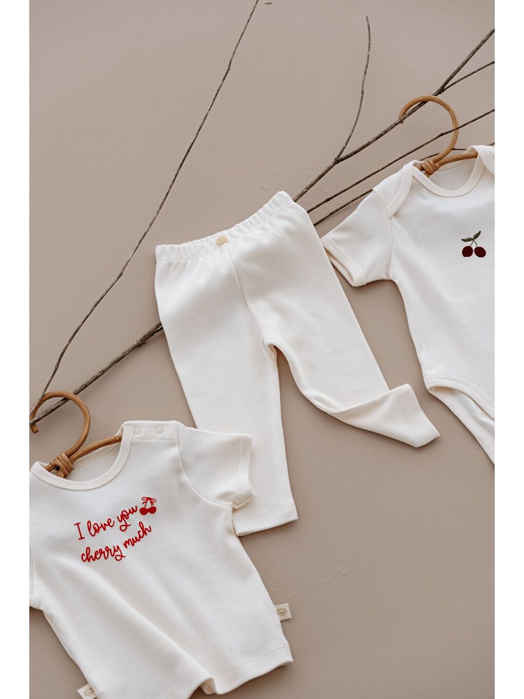 Ekru Kiraz Serisi 3lü Set-4