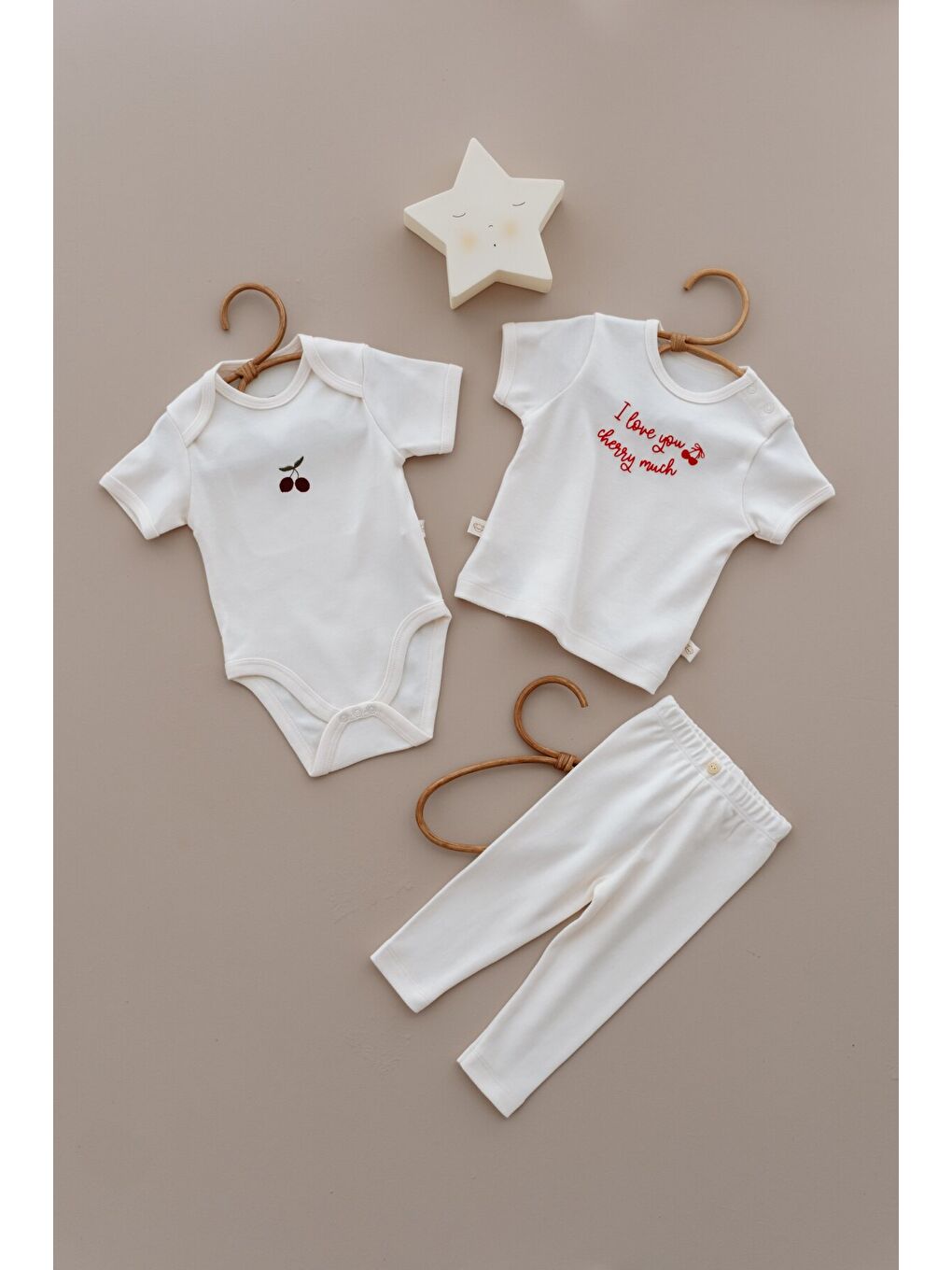 Ekru Kiraz Serisi 3lü Set-6