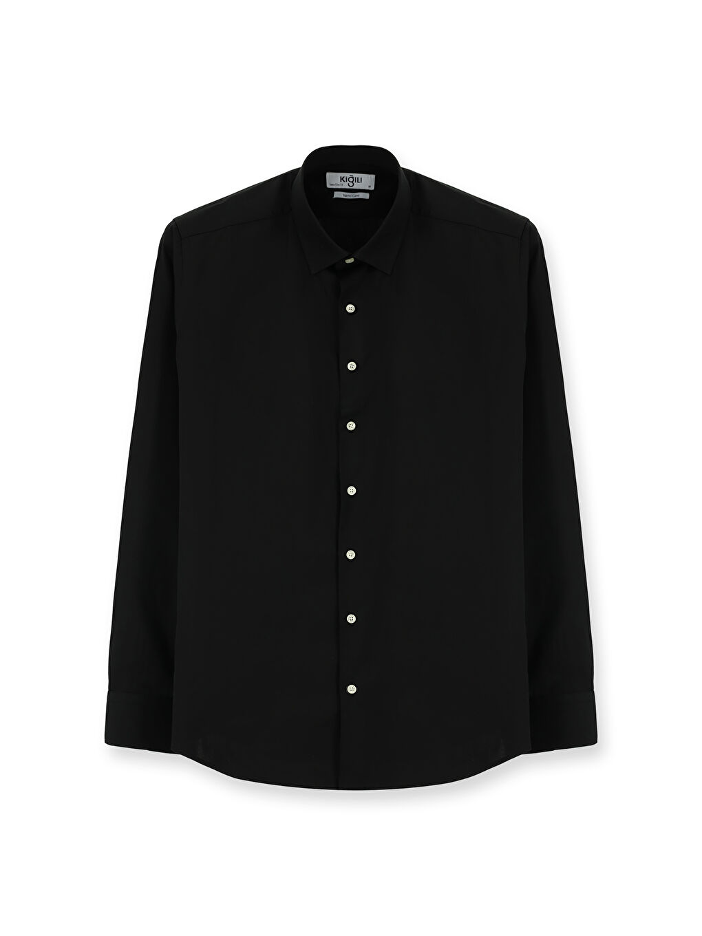 Siyah Uzun Kol Klasik Pamuk Gömlek-4