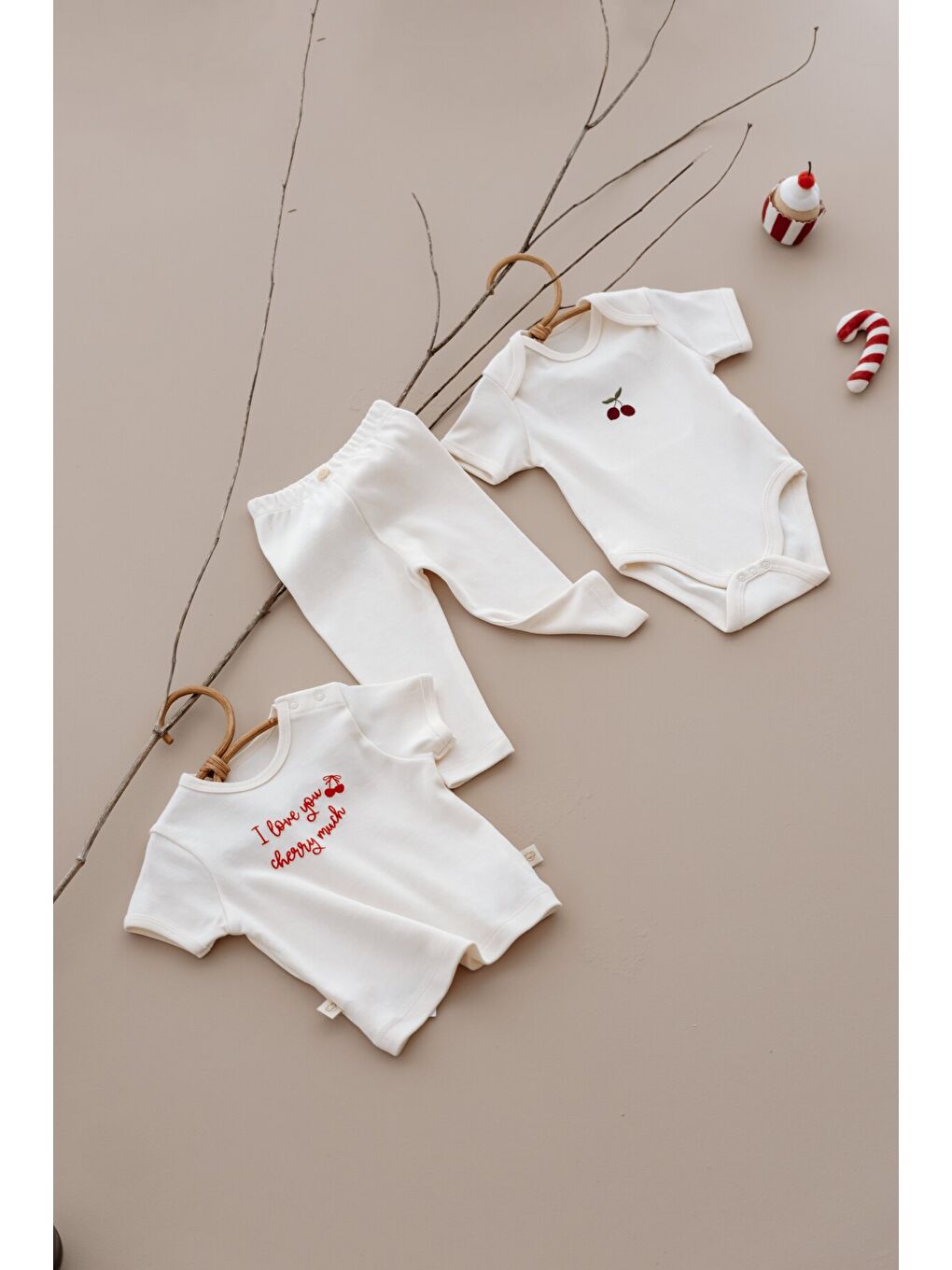 Ekru Kiraz Serisi 3lü Set-8