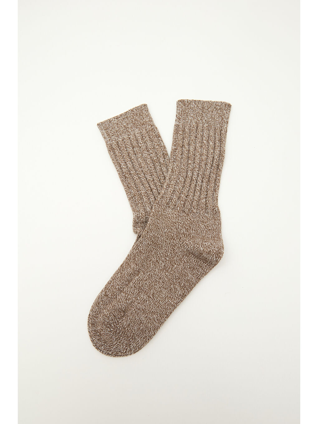 Karışık Kalın Fitilli Çorap Tozlu Kahve-2