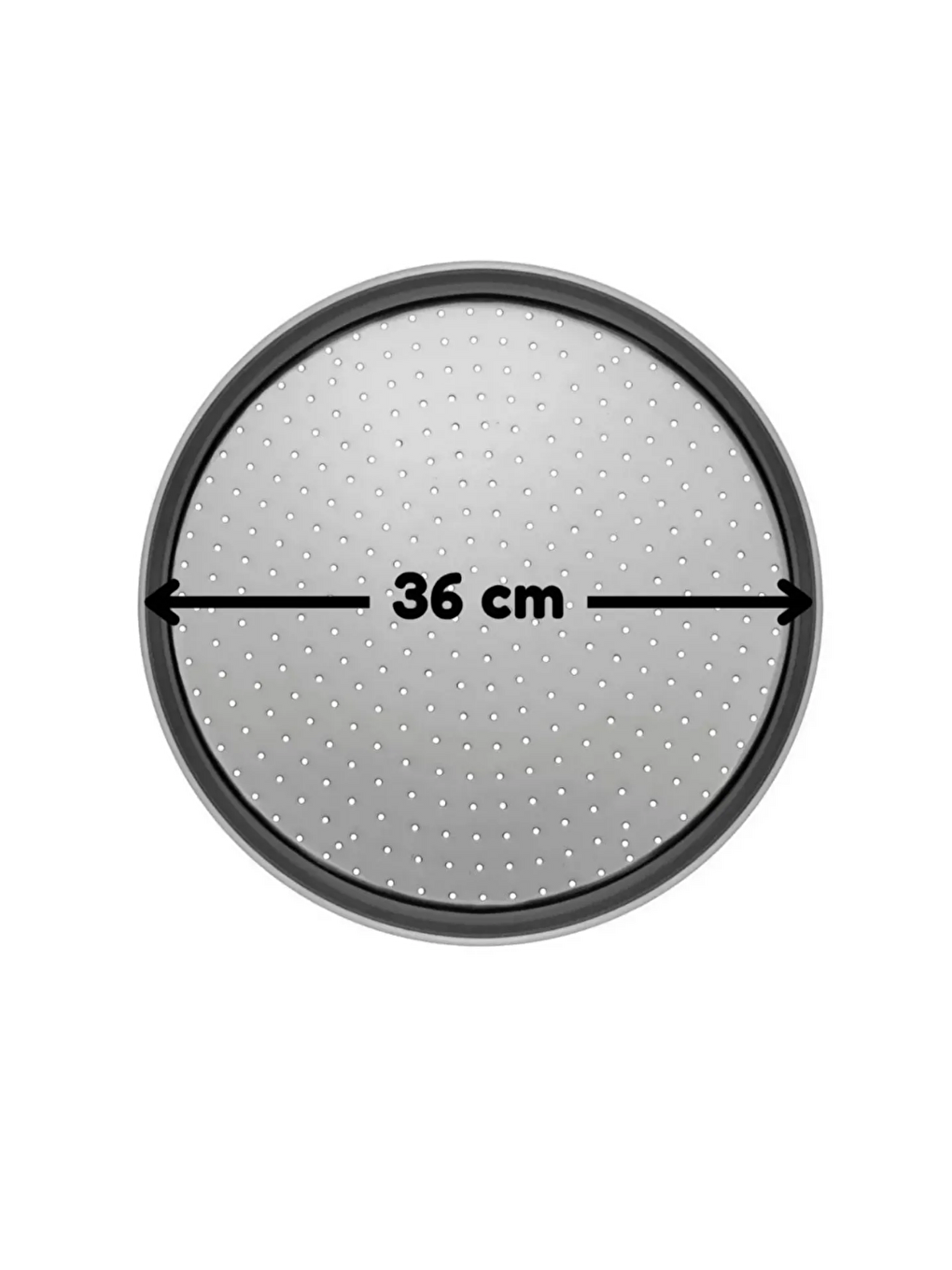 Gri Büyük Boy Delikli Pizza Tepsisi Lahmacun Tepsisi 36 cm ve Bambu Yuvarlak Pizza Tabağı 30 cm-1