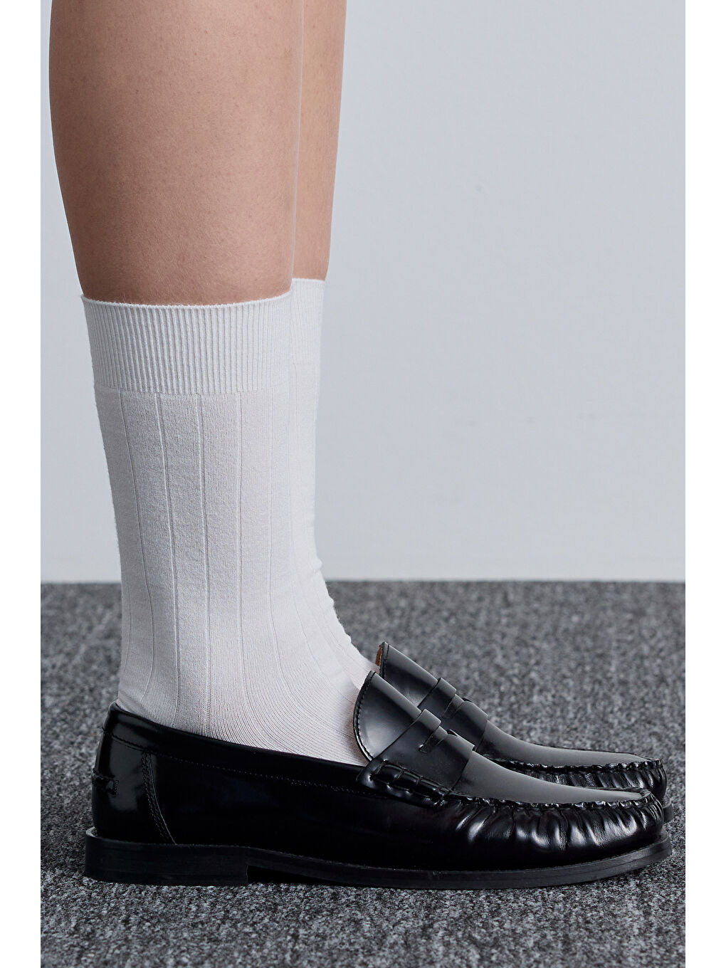 Klasik Fitilli Çorap Ekru-1