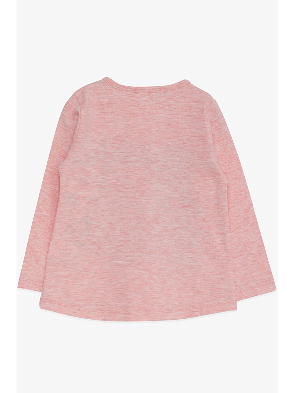 Pembe Kız Çocuk Uzun Kollu Tişört Pullu Kız Baskılı Somon Melanj (3-8 Yaş)-1