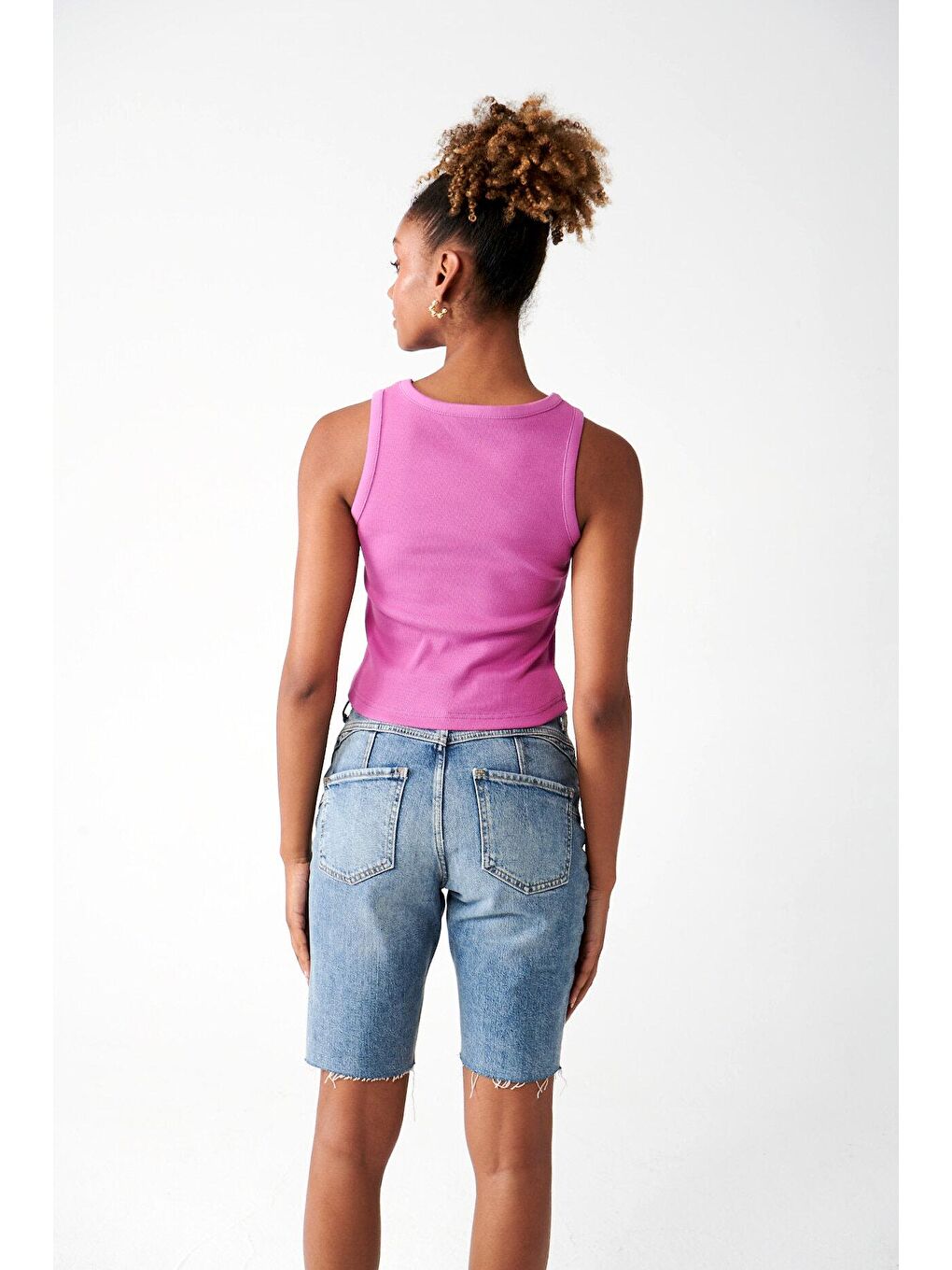 Fuşya Bisiklet Yaka Pamuklu Atlet-3