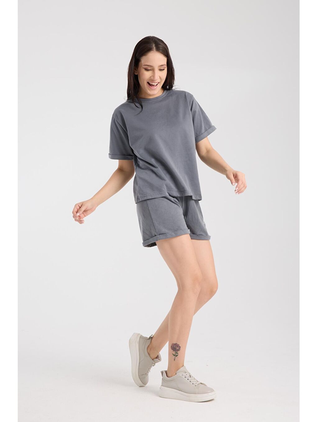 Gri Ltn-G200 Kısa Kollu T-shirt Şort Takım-2