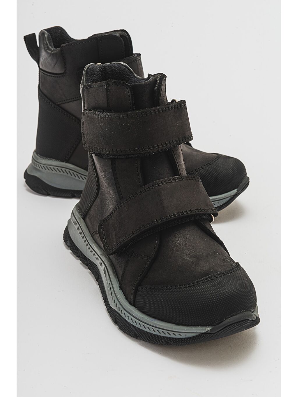 Erkek Çocuk Siyah Hakiki Deri Anatomik Günlük Bot-1