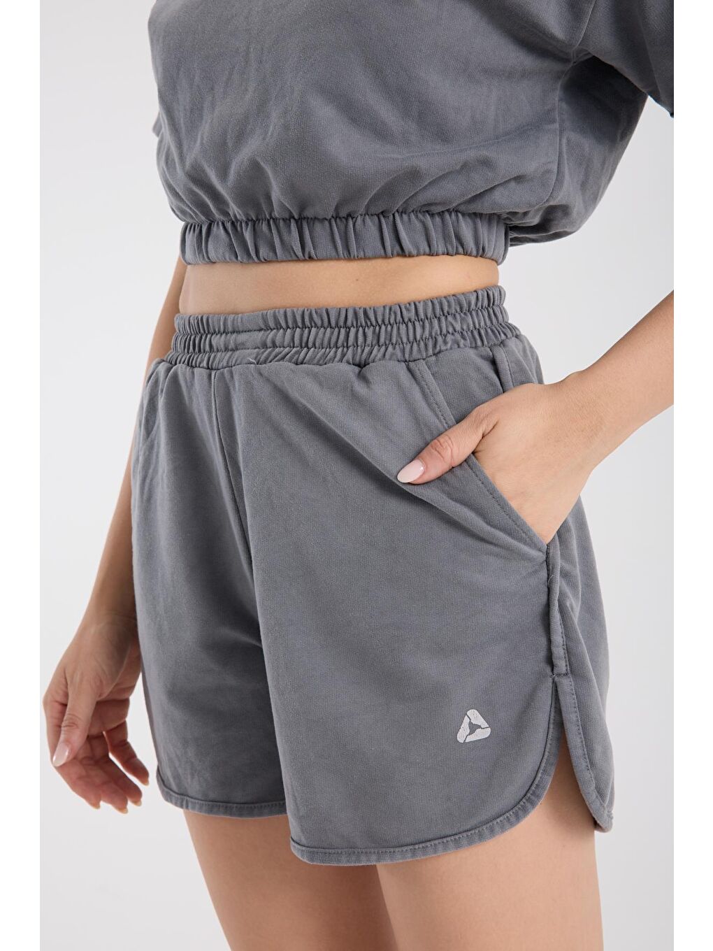 Gri Ltn-G201 Crop Şort Takım-2